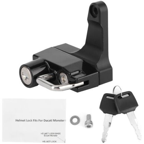 QORVA- Serrure antivol en métal pour casque de moto, avec 2 clés, adaptée à Ducati Monster 696/796/1100 (1/5)