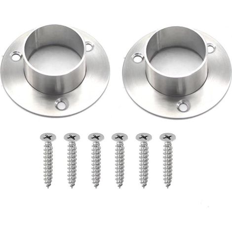 Set mit 2 Kleiderstangenhalterungen aus Edelstahl, inklusive Schrauben, 38 mm Durchmesser (1/4)