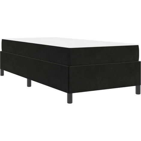 Cadre de lit en tissu noir (matelas inclus), dimensions 80 x 200 cm (1/5)