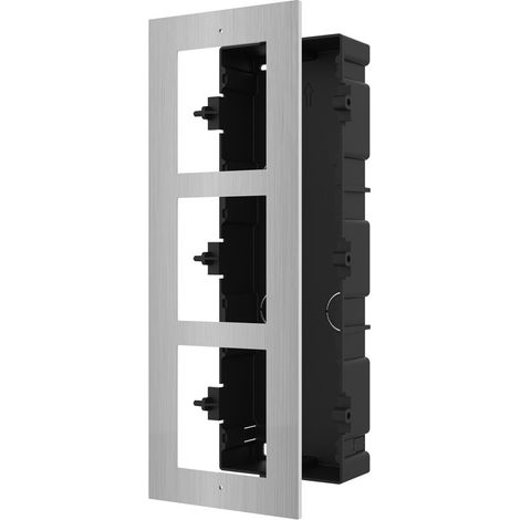 Hikvision DS-KD-ACF3/S Soporte de intercomunicación de acero inoxidable de montaje empotrado de 3 módulos