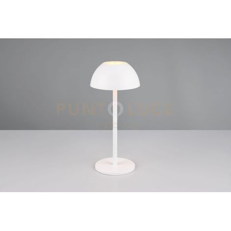 RICARDO LAMPADA DA TAVOLO RICARICABILE METALLO E PLASTICA BIANCA REGOLAZIONE INTESITA' TOUCH IP 54 H.30CM LED 3000K 240LM 1,7W