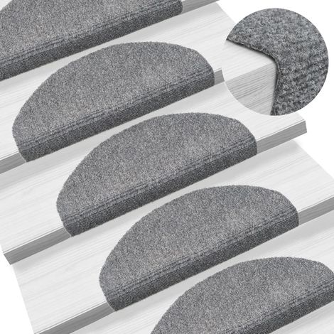 10 pcs Tapis autoadhésifs de marches, Tapis d'escalier, Marchettes D'escalier Gris clair 65x21x4 cm MKS62718 (1/5)