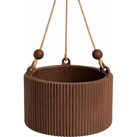 Soporte colgante marrón para flores, maceta de estilo bohemio escandinavo.
