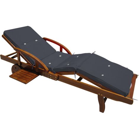 Coussin pour transat chaise longue de jardin 195cm Hydrofuge 8 boutons Coussin abin de soleil intérieur extérieur Anthracite (1/6)