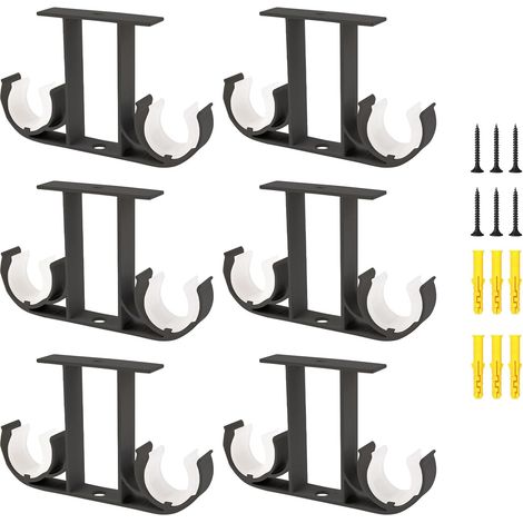 CSPARKV - Juego de 6 soportes para barra de cortina de aleación de aluminio para barra de cortina de 23 a 26 mm (negro) (1/5)