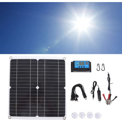 Kit de Panneau Solaire 20W 12V avec Régulateur 10A IP65 - Monocristallin pour Outdoor [Panneau Solaire Monocristallin] 36x33cm Kit Complet (1/5)
