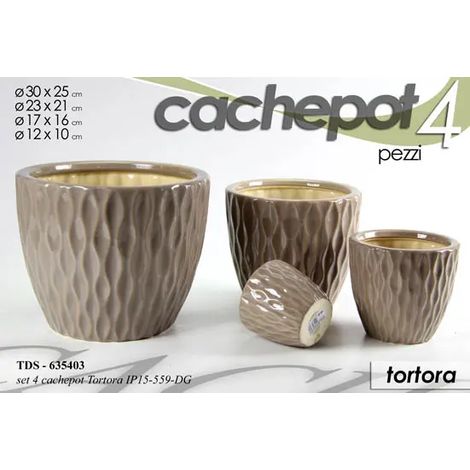Set 4 cachepot tortora Ø30/23/17/12 cm