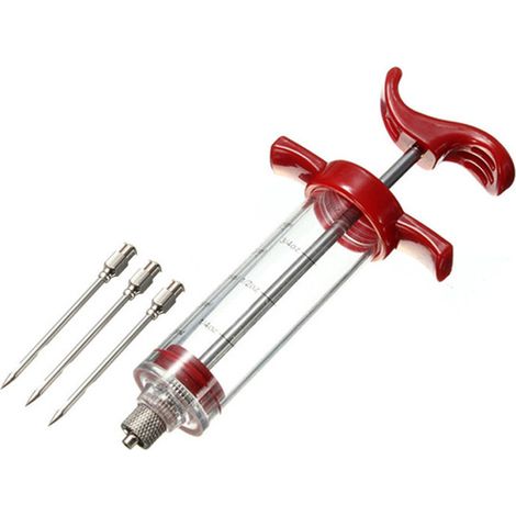 Food Syringe Marinade Syringe 30ml Seasoning Injection Tool with 3 Needles Brine Syringe Meat Injector for Chicken Beef Turkey Meat Roasts BBQ (1/5)