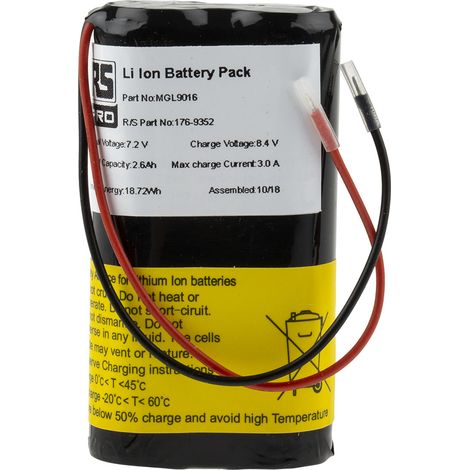 Bloc batterie rechargeable RS PRO 7.2V 2.6Ah x 2 ( Prix pour 1 ) (1/3)