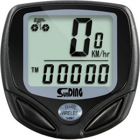 Compteur de vélo LCD sans fil avec affichage de la vitesse et de la cadence, étanche (1/5)