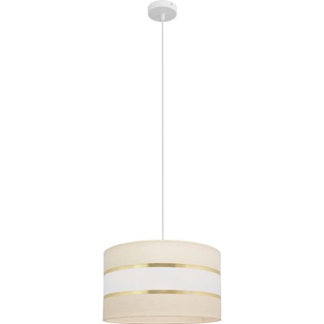 Helam HELEN Plafonnier Suspension Cylindrique Ecru, Doré, Blanc 35cm