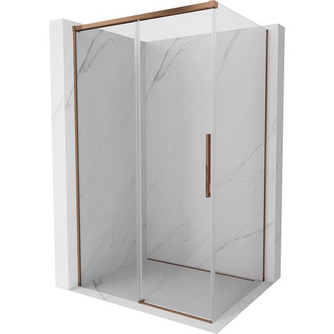 Mexen Rox Duschkabine Schiebetür 125 x 100 cm, transparent, Roségold - 8C2-125-100-60-00