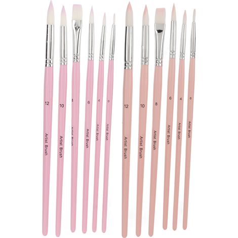 12pcs Nylon Paint Brush Washable Cleanable Nylon Wool Material Different Colors Light Weight Coloring Brush Set for Art(Pink Hibiscus Purple ) (1/5)