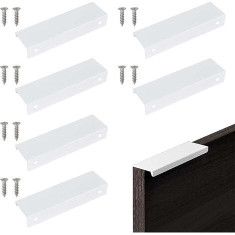Poignée de Meuble,Lot de 6 Poignet de Porte Cuisine Blanc, Poignée de Cuisine Invisible, Poignée d’Armoire de Cuisine, Poignées de Cuisine en Alliage D'aluminium avec Vis pour Tiroirs (1/5)