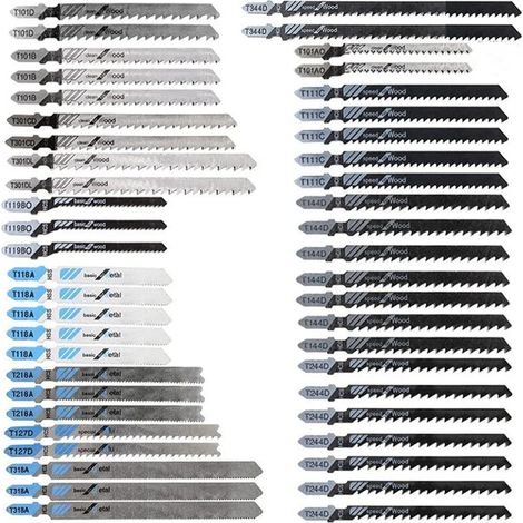 Lame De Scie Sauteuse - Tige En T - Acier HCS SK5 - Pour Bois Plastique Metal - 48 Pièces Avec Etui