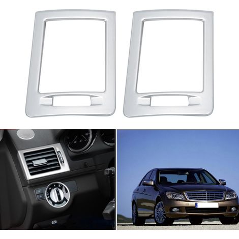 2 Stück Abdeckungen für die Lüftungsauslässe auf der linken Seite, passend für Mercedes-Benz W204 C-Klasse (Baujahre 2007–2013), Silber (1/5)