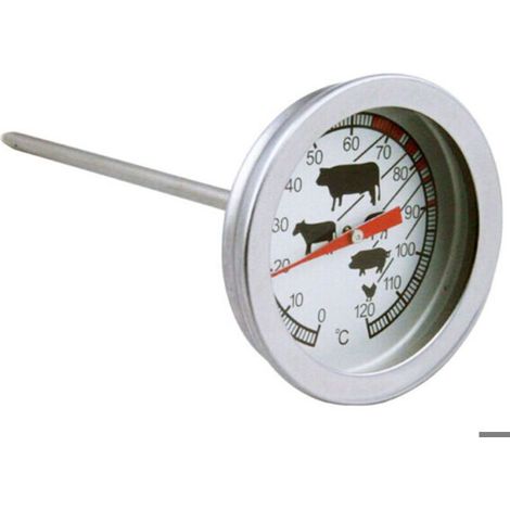 Thermomètre analogique résistant à la chaleur pour cuisiner, rôtir, griller, fumer, support pour casserole, barbecue,0°C - 120°C (1/4)