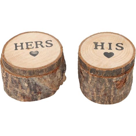 2-Piece Retro Wedding Ring Box Set, Single Ring Container, Jewelry Holder, Storage Case (Hers & His) (1/5)