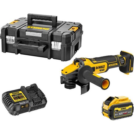 DeWalt DCG409X1 Cordless 18V 125mm XR FLEXVOLT Advantage High Power Grinder With 1x9Ah Battery, Charger And Case Set
