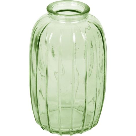 Vase Soliflore en Verre Vert - 1 Pièce - Design Épuré - Pour Fleurs Fraîches ou Séchées - Décoration Intérieure et Mariage - Hauteur 12 cm (1/2)