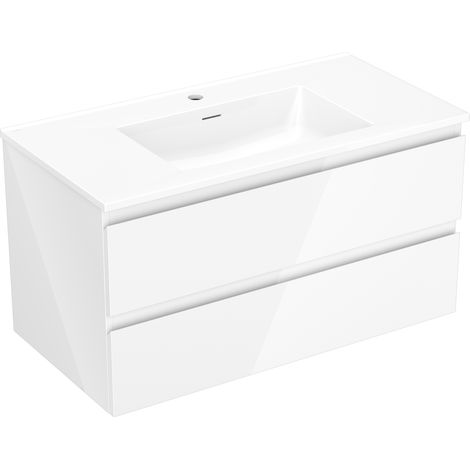 Mexen Orio mueble de ba帽o 90 cm con lavabo Otis, 2 cajones, blanco brillo - 91A10-09047-2-BFF00-W18M00 (1/5)