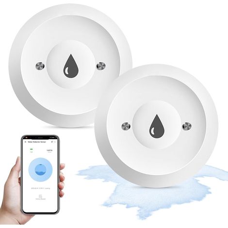 2PCS Détecteur de Fuite d'eau Connecté, Capteur de Fuite d'eau 2,4 GHz, Alarme de Capteur d'eau, Détecteur d'Inondations sans Fil Étanche IP66 ZigBee Bridge Requis pour Cuisine Salle de Bain sous-Sol (1/5)