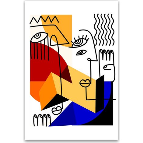 Tableau visage abstrait moderne coloré