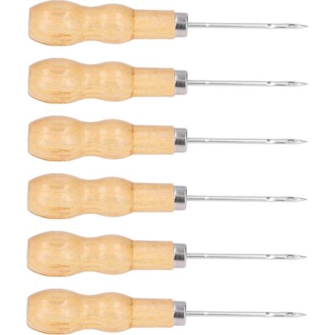 Set mit 10 Lederahlen, Holzgriff, 125 mm, Handwerkzeug zum Nähen, Reparieren und für Heimwerkerprojekte (1/5)