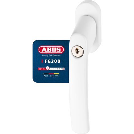 Abus Fg200 Maniglia con Blocco Antifurto, Set di 3, Serratura a Spinta con Cilindro per Finestre, Serratura Multipla, Livello di Sicurezza: 3, 54576, Bianco (1/5)