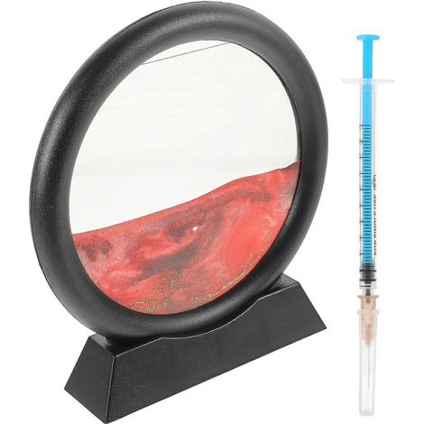 Sablier décoratif rond en 3D, peinture de sable mouvant, ornement de bureau.-16X15CM-Red (1/2)