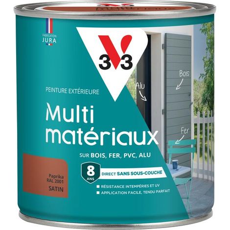 Peinture extérieure Multi-matériaux V33 Paprika RAL 2001 Satin 0,5L