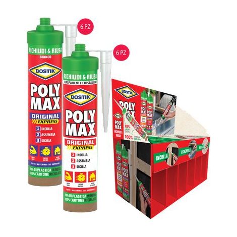 Bostik Polymax Original Express Scc Bianco con Trasparente 6 Pezzi