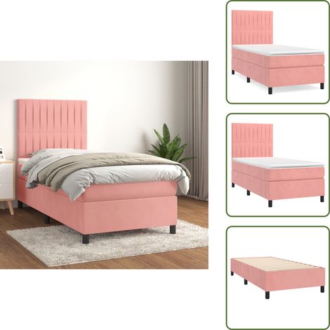 Boxspringbett mit Matratze Rosa 100x200 cm Samt - Samtbett - Boxspringbett - Doppelbett - Rosa Bett - Bettenrahmen (1/5)