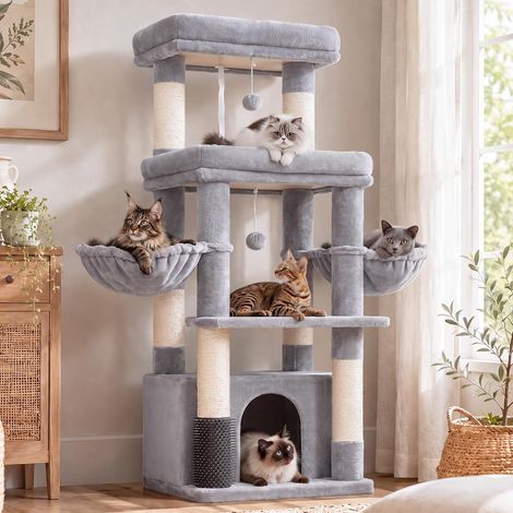 Arbre à Chat pour Grands Chats, 2 Grandes Plateformes, MPJ070W (1/5)