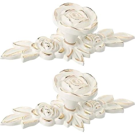 2 Pack Cabinet Knobs with Backplate, Vintage Zinc Alloy Pulls, Drawer Knobs for Cabinet, Dresser, Wardrobe with Mounting Screws (Gold Edge) (1/5)