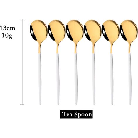 (Or blanc, 6 cuillères à café) Acier inoxydable, vaisselle de cuisine