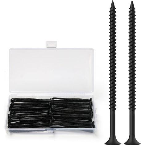 Vis Placo à Fixation Rapide M3.5 x 70 mm, 50 Pièces Vis Noires Pour Cloisons Sèches, Vis Phosphatées Pour Plaque de Plâtre Sur Profilé en Acier Pour Cloisons Sèches, Tête en Trompette (1/5)