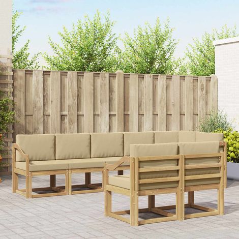 vidaXL Outdoor-Sofagarnitur 8 Stk. Weiß und Beige Polyester (1/5)
