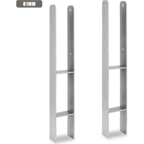 SWANEW Supporto per palo H per Carport Recinzioni Supporto per palo in H Supporto da incasso 81MM 2 pezzi (1/5)
