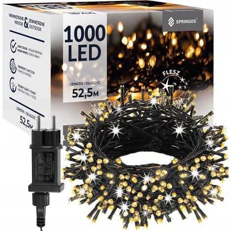 LUCI DI NATALE 1000LED ESTERNE TENDA LUMINOSA IP44 BIANCO FLASH (1/5)