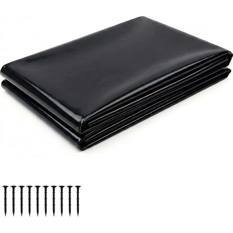 Bache Bassin 2x2 m HDPE Bâche Bassin Poisson Preforme Extérieur Film 0.1mm Revêtement Flexible Membrane Noir Jardins Poissons Jardin Aquatique Cascade Fontaine (1/5)