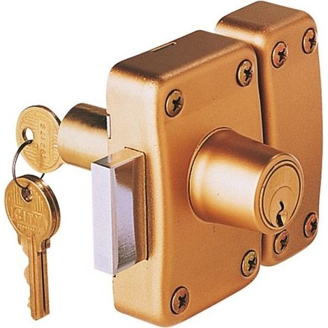 Cerradura City 26 A 2 Entradas Bronce o Gache Madera Cilindro 45mm S Entro
