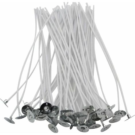 50 mèches de bougie, coton pré-ciré, 20 cm, kit de fabrication de bougies, usage maison/bureau/jardin (1/5)