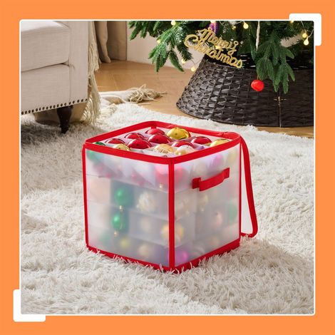 Aufbewahrungsbox fur weihnachtskugeln mit verstellbaren trennwanden