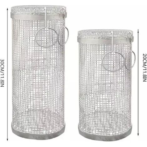 Set aus 2 Edelstahl-Grillkörben mit Rollen für Grillabende im Freien + 2 Bürsten