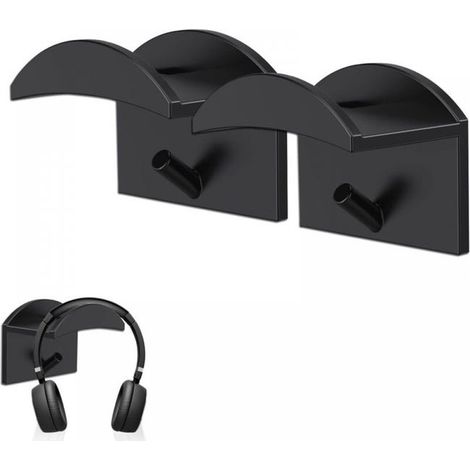 Supporto per cuffie in 2 pezzi, non richiede foratura, supporto per cuffie in gel di silicone con gancio, nero (1/5)