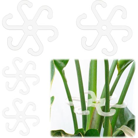 4pcs Supports de Tiges de Plantes avec Trous, 2 Tailles de Crochets pour Tiges de Plantes à Fleurs Treillis Crochets de Support pour Tiges de Plantes Support d'escalade (Transparent) (1/5)