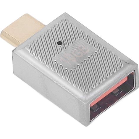 Adaptateur USB femelle vers USB-C mâle droit avec témoin lumineux, convertisseur Type-C 10 Gbit/s 120 W pour smartphones, ordinateurs portables et tablettes. (1/5)