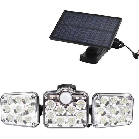 Lampe solaire d'extérieur avec détecteur de mouvement 130 LED, lampe solaire de jardin 1300 lumens, lampe solaire avec câble de 5 m, spot mural LED avec télécommande, étanche IP65 (1/5)