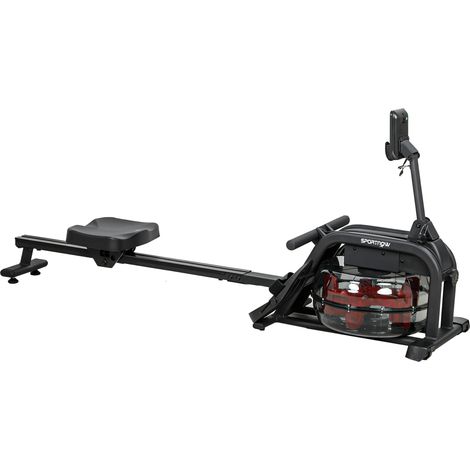 Rameur aquatique avec réservoir ajustable 6-11L, écran LCD, support pour tablette, noir, 170x46x77cm, fitness à domicile. (1/5)